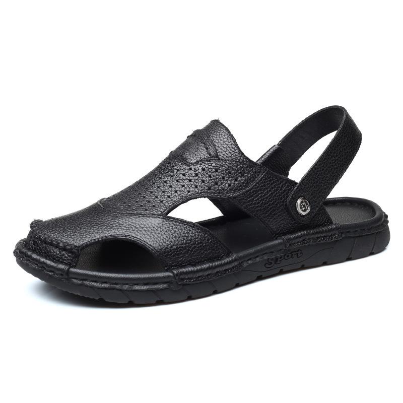 

3002 производители летние кожаные мужские сандалии пляжные уличные для отдыха двухцелевые нескользящие шлепанцы 38