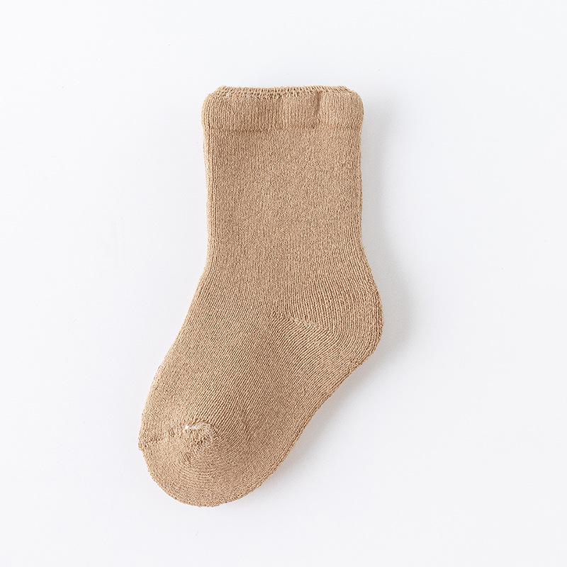 

Теплые детские носки из гребенного хлопка до середины икры для новорожденных и малышей M for 1-3 years, Foot Length 11-13CM темные хаки