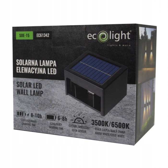 Solarna Lampa Elewacyjna Led Ip44 Regulowany Kąt Świecenia Ciepła / Zimna