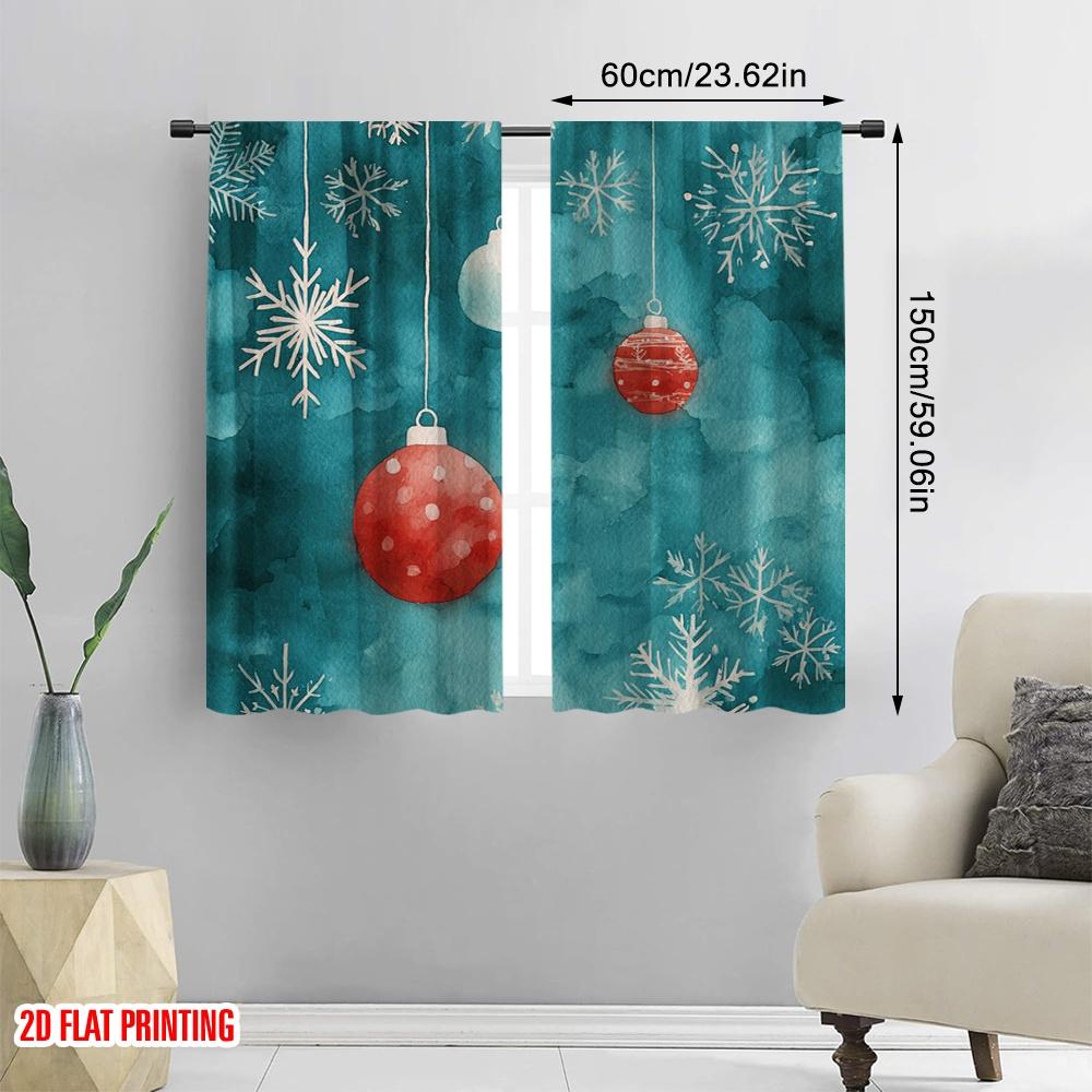 2pcs,2D Plane Printing Light Filtering Curtains Snowman and Christmas Gifts 100% Polyester (without Rod) Festive Ldeal for