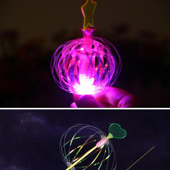 10Pcs Rainbow Spinner Toy Rainbow Twirler Stick Ribbon Fairy Wands Bright Glitter Wand Twirling Wand Light Up Spinning Toys for Festivals Party