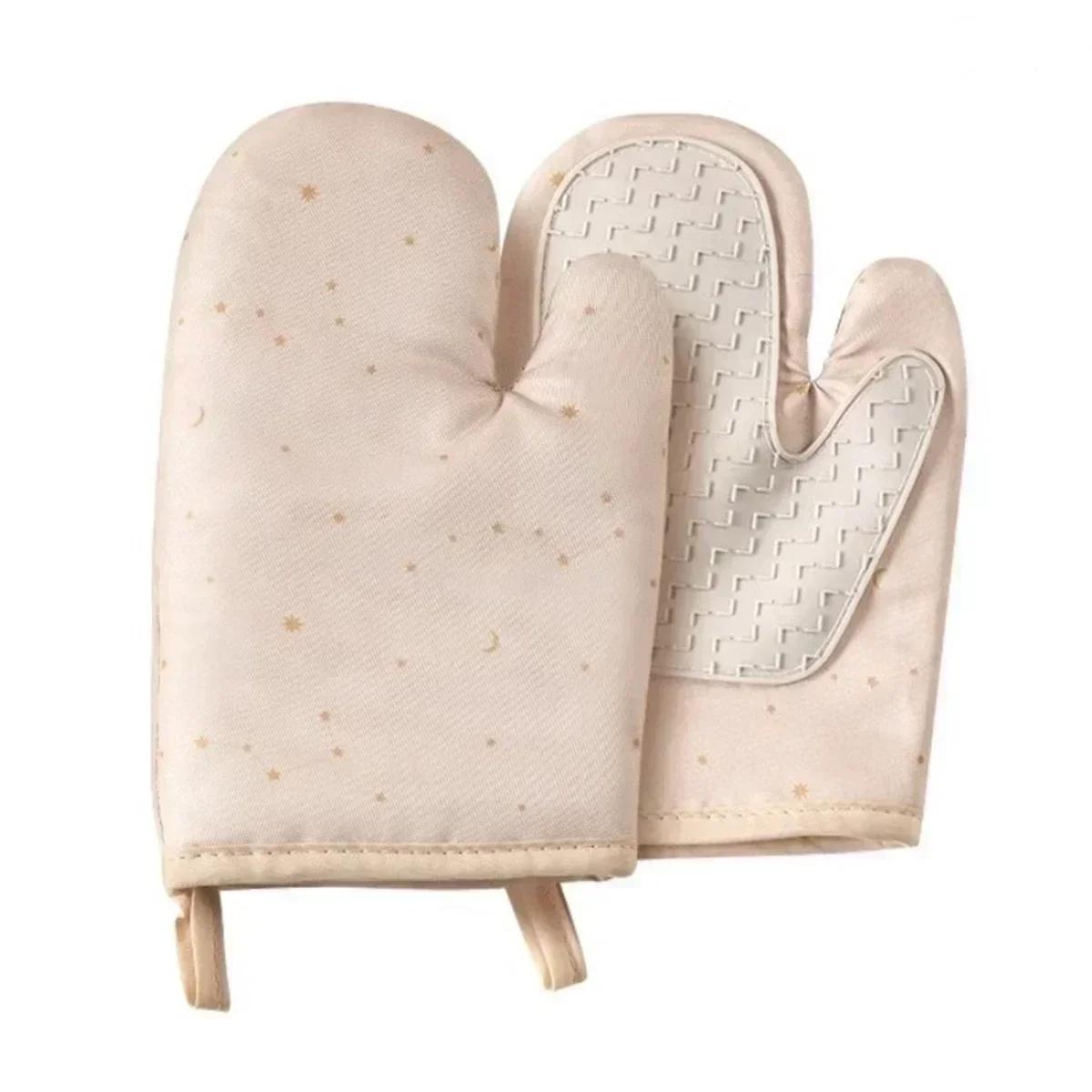 Baking 26x14cm Heat Resistant Gloves Heat Resistant Kitchen Mitts Kitchen Gloves Non-Slip Oven Gloves Comfortable Fit