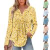 Mote Dame Casual Plissert V-hals Ensfarget Langermet T-skjorte Elegante Topper