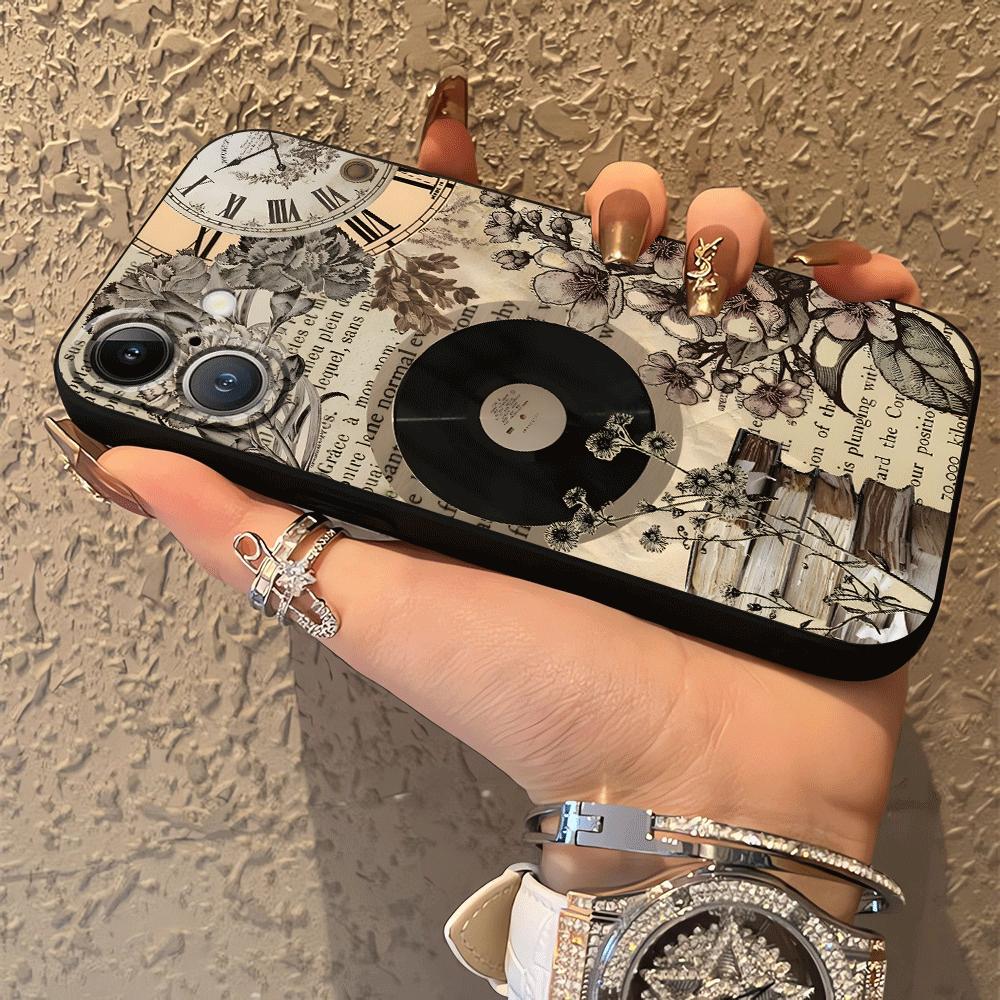 Case for iPhone 17Air 7 8 15 16 14 Plus 13 12 11 17 Pro Max XR XS Max Black Soft Phone Cover Creative Retro Art