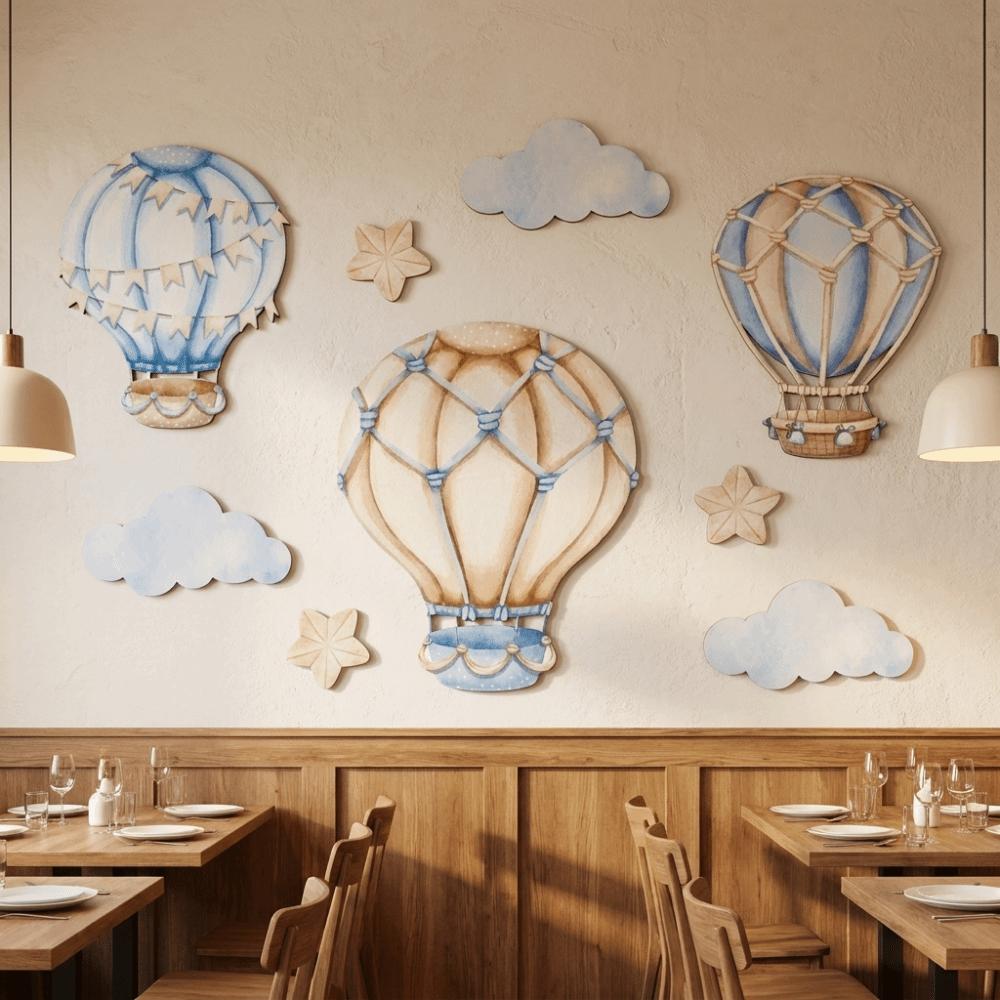 9PCS/SET Watercolor Hot Air Balloon Wall Decor Cartoon Nursery Wall Art Sticker Baby Room