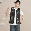 Spring Retro Chinese-Style Hanfu Vest: Women's Satin Embroidered Cardigan with Frog Buttons