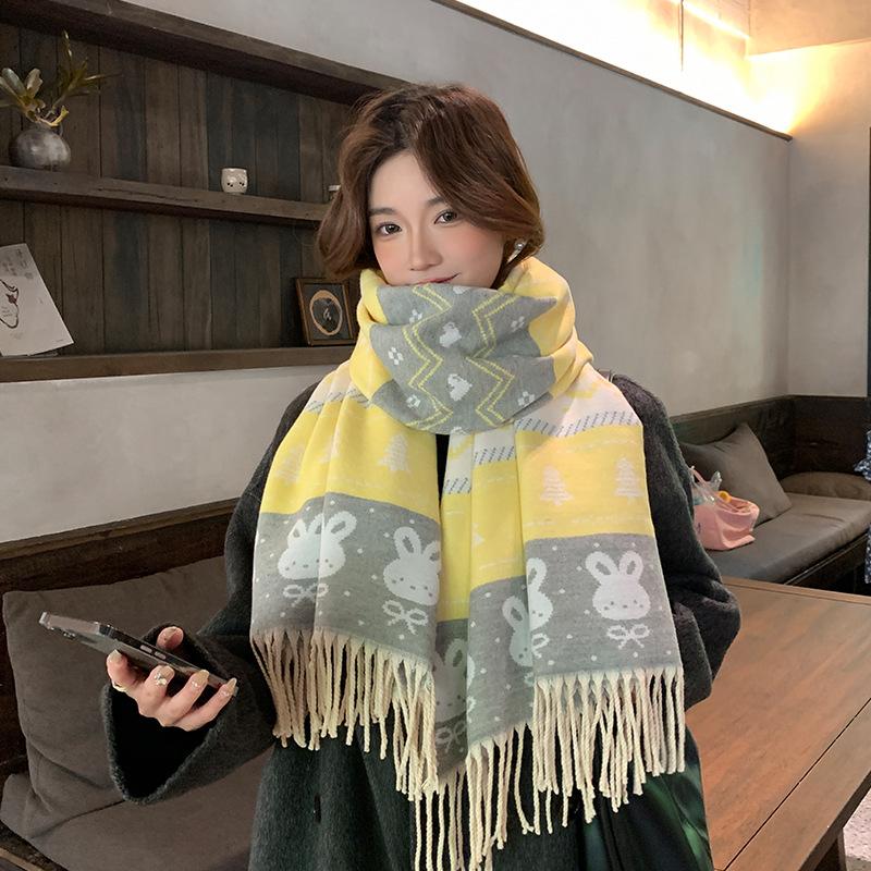 Autumn and Winter New Style Cute and Versatile Scarf for Students Cold Proof Neck Protector  High Value Shawl and Scarf for Women.