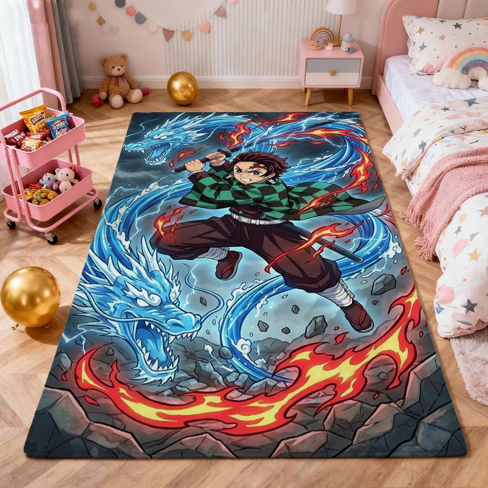 Demon Slayer Swordsmen Trio Patterned Rug Durable Easyclean Carpet For Bedroom Study Home Party Decor Birthday Gift