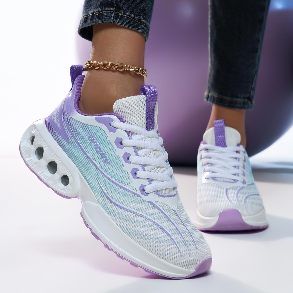 

New Fashion Running Shoes for Women Casual Sports Shoes Shock-absorb Athletics Trainers Breathable Knit Sneakers Tenis Womens 42 фиолетовый