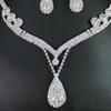 Fashion Drop Crystal Jewelry Set Rhinestone Necklace Earrings Jewelry Set for Bridal Bridesmaid Wedding Clothing Accessories