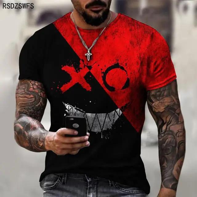 Funny Smiling Face Smiling Pattern Mens Tshirt 3D Print Trend Round Neck Short Sleeve Top Summer Leisure Breathable Pullover