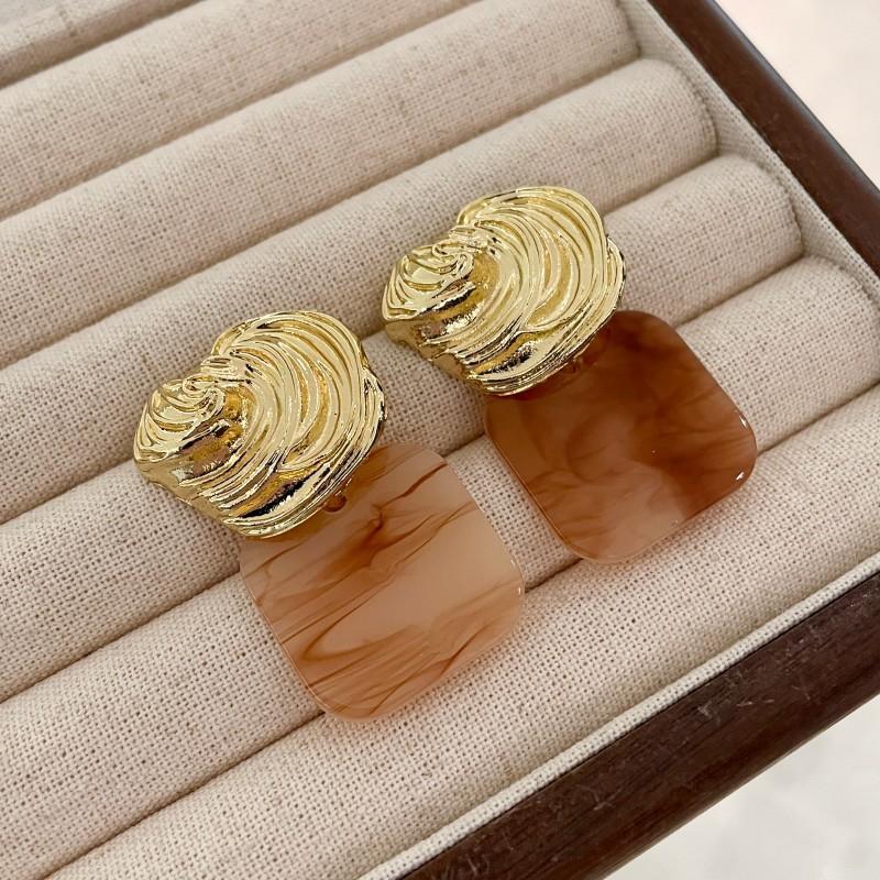 Natural tiger's eye stone series stud earrings for women Maillard exquisite retro earrings niche light luxury high-end temperament earrings