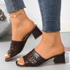 Fashion Women Sandals Summer Leather Square Toe Heels Women Fashion Designer Sandals Women Outdoor Luxury Shoes Ladies