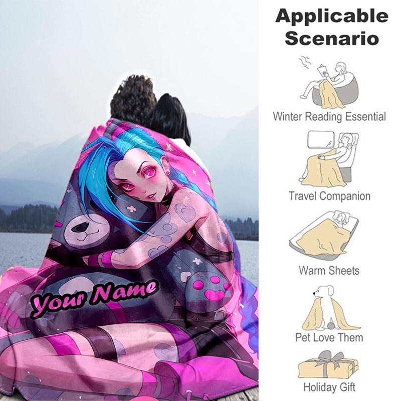 1PC Custom Name "Your Name: Cosmic Bear Hug" flannel blanket versatile, all-season throw suitable for the living room, bedroom, camping, travel, and g