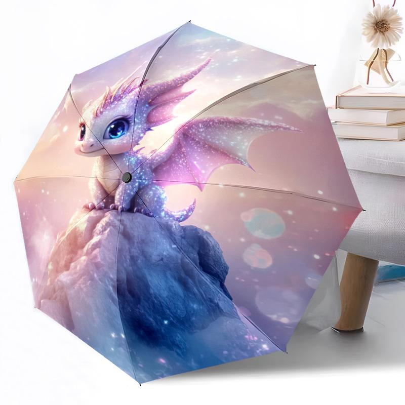 Dragon amidst floral splendor Outdoor Automatic Umbrella Sturdy 8 Rib Durable Plastic Iron Outdoor Daily Use Outdoor Accessory Perfect Gift Friends