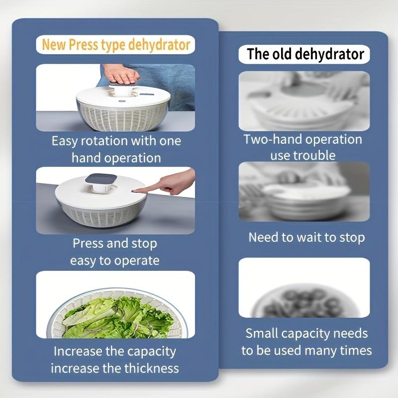 Easy-to-Use Manual Vegetable & Fruit Spinner - Quick Dry Salad Dehydrator with Flip-Top LidKitchen Gadget for Efficient Drying of Veggies & Fruits