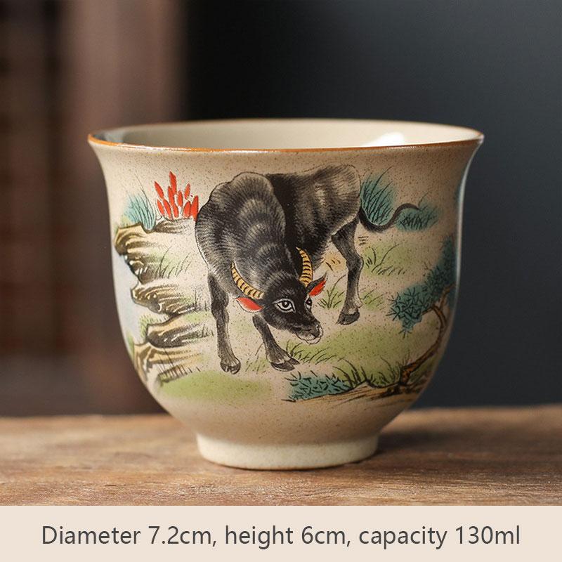 Chinese Ceramic Teaware Zodiac Tea Cups Vintage Pottery Ceremony KungFu Teacups Tea Wine Mug Espresso Coffee Cup