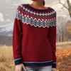 Ladies' Fashion Sweater, Round Neck,Loose Pullover Long-sleeved Knitted Sweater