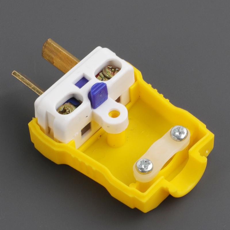 2-Prong Heavy-Duty Industrial Electric Plug Flame-Retardant Drop Resistant Yellow for Commercial Power Use