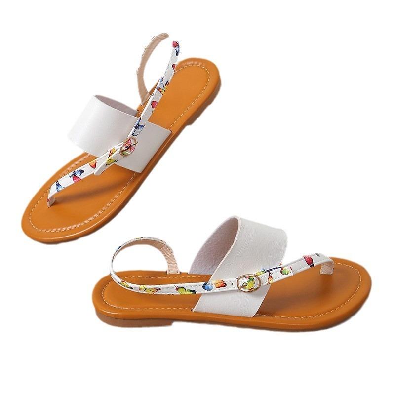 Large size flat-soled sandals women's new round head solid color toe women's sandals Sandals