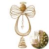 Holiday Seasonal Home Decor Angel Christmas Tree Topper, Gold Glitter Metal Wire Crown Finishing Touches Ornament for And Indoor Decorations
