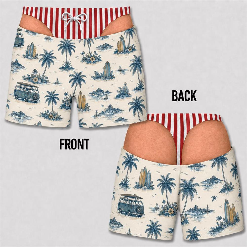 Fun 3D Print Leopard Print Hawaii Floral Swim Trunks For Men Summer Sea Beach Casual Beach Party Essentials Viral Board Short