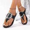 Fashion Plus Size 2025 Summer New Women's Flip Flops Slippers Outdoor Low Heel String Bead Sandals High Quality Daily Beach Slippers