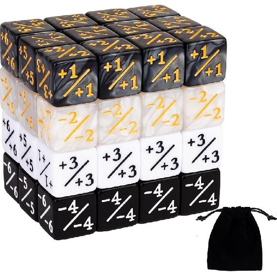 48 Pieces MTG Counter Dice Set +1/+1 Counters Tokens Marble Life Plus One Dice for Magic The Gathering, MTG, Table Top Game Accessories, 4 Styles