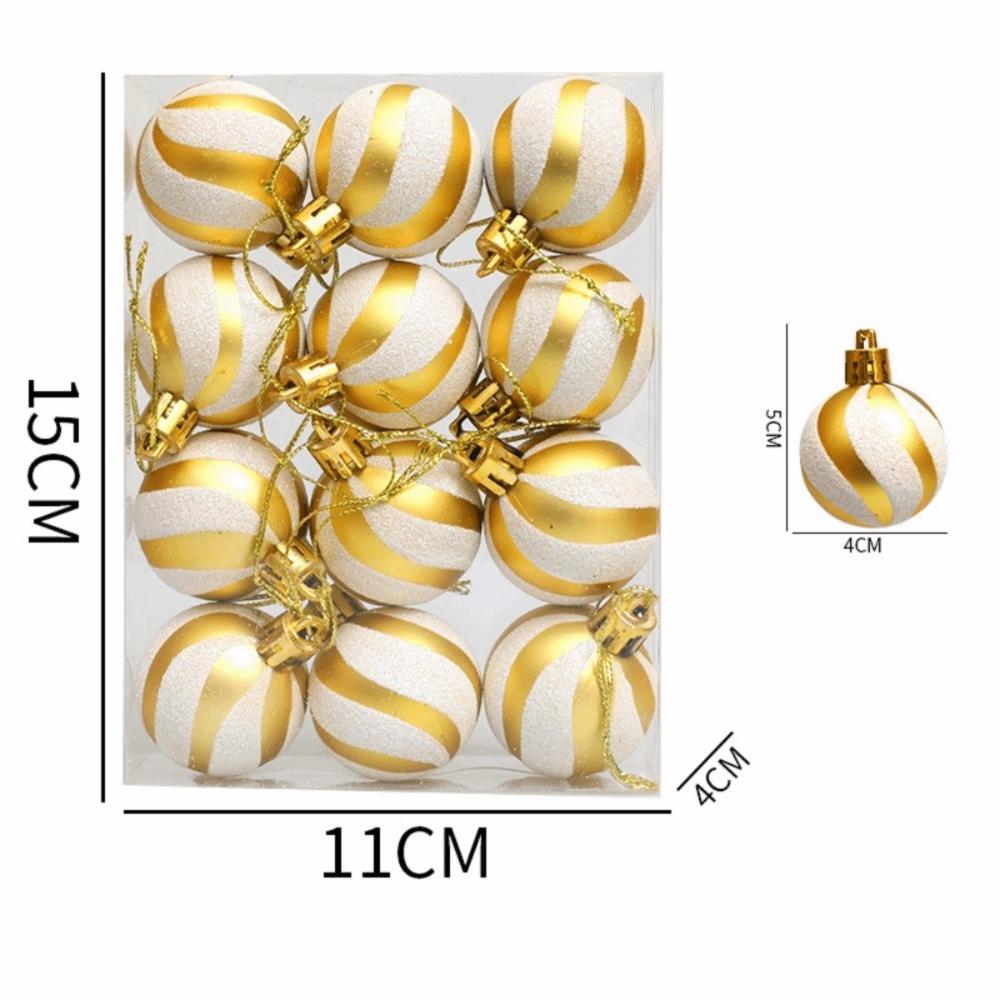 12Pcs 4cm Christmas Ball Set Painted Xmas Ornament Ball Creative Xmas Tree Hanging Pendant