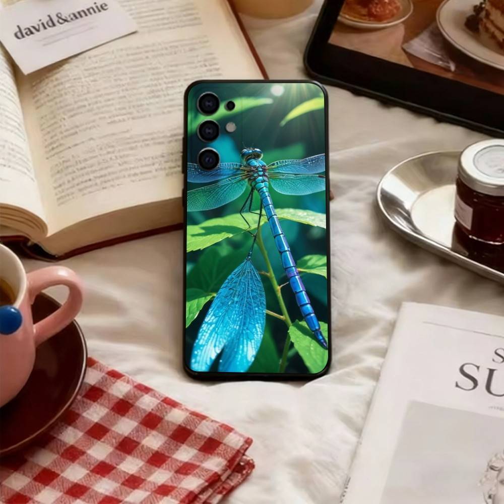 

Dragonfly Animal Phone Case Black Silicone Soft For Samsung S25,S24,S21,S22,S23,S30,Ultra,S20,Plus,Fe,Lite Samsung S24fe