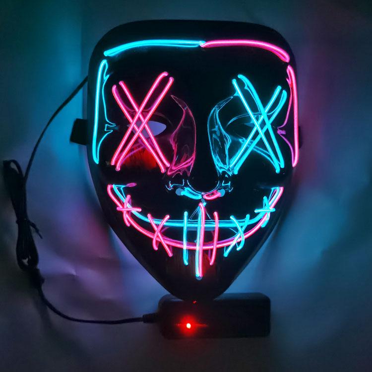 Black Ghost LED Sound-Control Mask - Luminous V Shape Halloween Prop