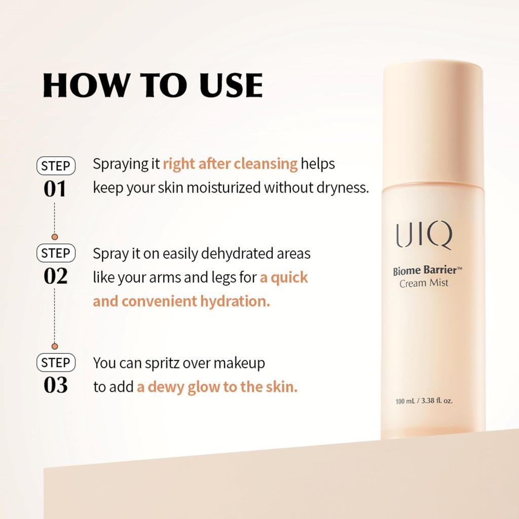 UIQ Biome Barrier Cream Mist 100ml Microbiome Moisturizing Long-Lasting Moisturizing