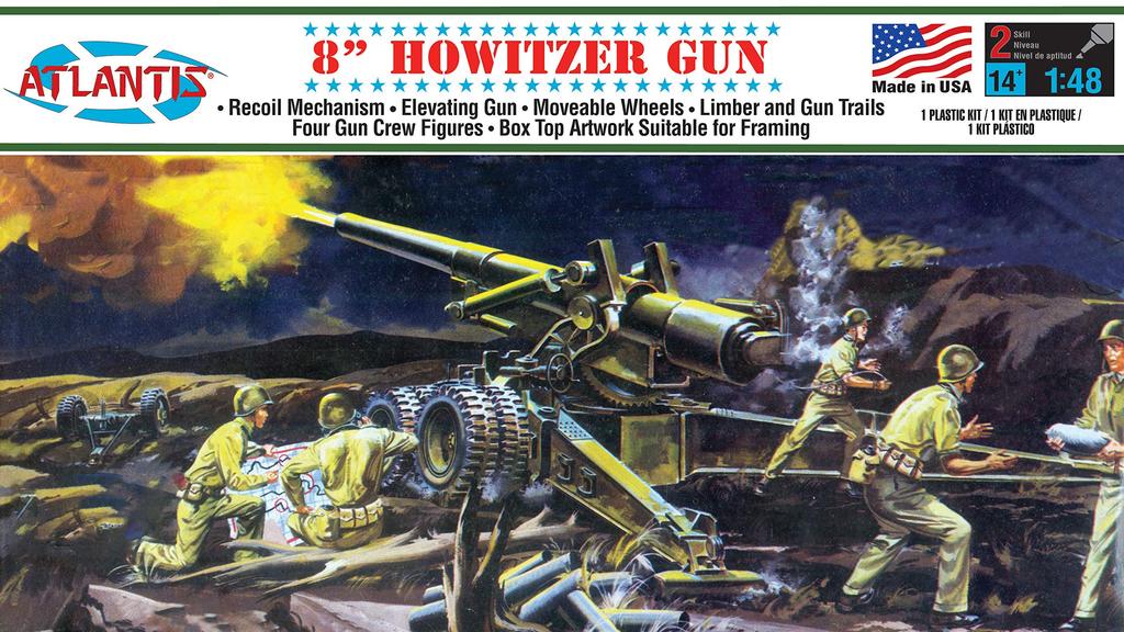 Atlantis Models 1/48 scale US Army 8-inch Howitzer (formerly Aurora) Plastic Model ATLAMCA307