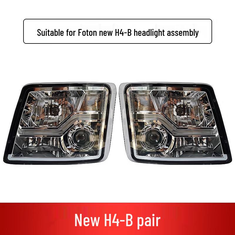 Foton GTL Dump Truck Headlight Assembly: Triple-Lens, Four Low Beam, Six High Beam, H4-B Model.