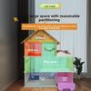 Villa Transparente para Gatos Caja de Arena Extra Grande Inodoro Interior Configuración de Una Habitación Un Salón Jaula para Gatos Hogar Espacioso Sistema de Residencia para Mascotas