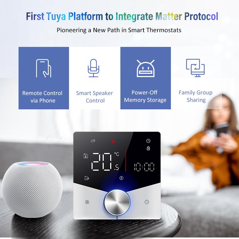 Matter Warm Floor Room Heating Thermostat Temperature Controller Water/Electric/Gas Boiler Tuya Smart Life Alexa Home Homekit