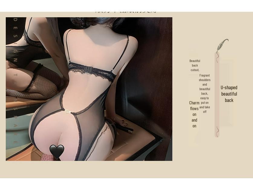 Night Lingerie: Supportive, Plus Size, Open Crotch, See-Through Bodysuit with Quick Release