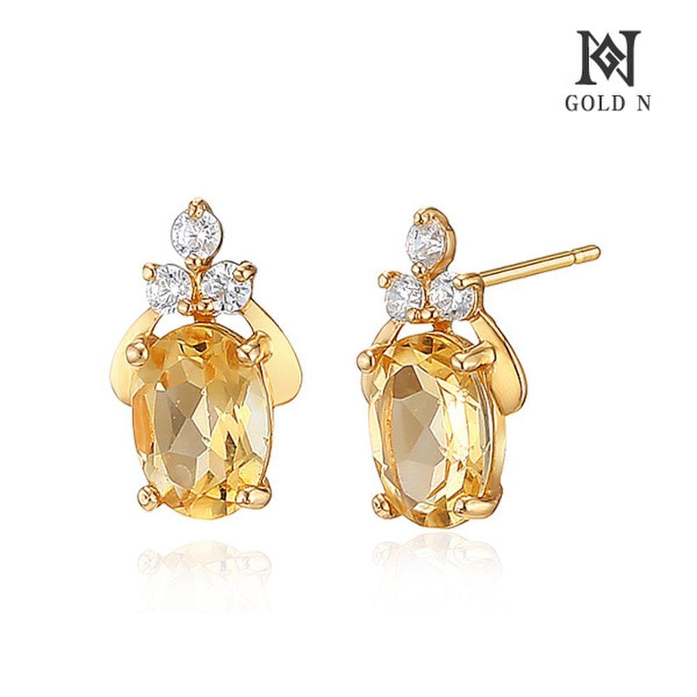 Gold N 14K Shabet Natural Citrine Earrings Yg