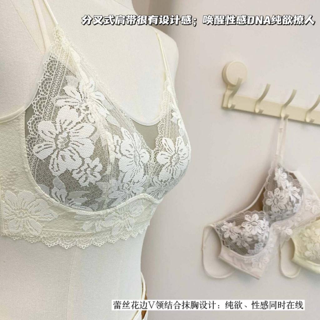 French Lace Underwear Women's Small Breasts Gather and Show Big Sexy Pure Desire Wind Collection Breast Anti-sagging No Steel Ring Text