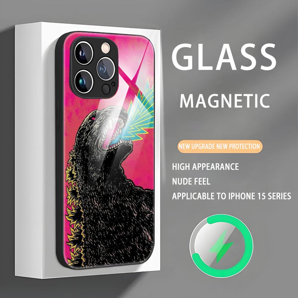 Anime G-GodzillaS Monsters Phone Case For iPhone 16 15 14 13 12 11 X XR XS 8 Plus Mini Pro Max Glass Magnetic Phone Case