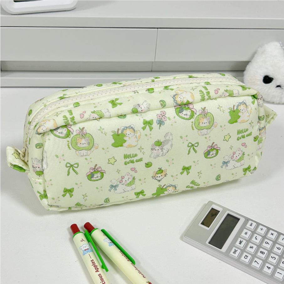 Korean Style Solid Color Cute Square Pencil Case - Large Capacity for Students