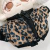Leopard print jacket, 10cm plush doll outfit, brown. Perfect for mascots, idols, K-pop dolls, and other fan activities. [Used]
