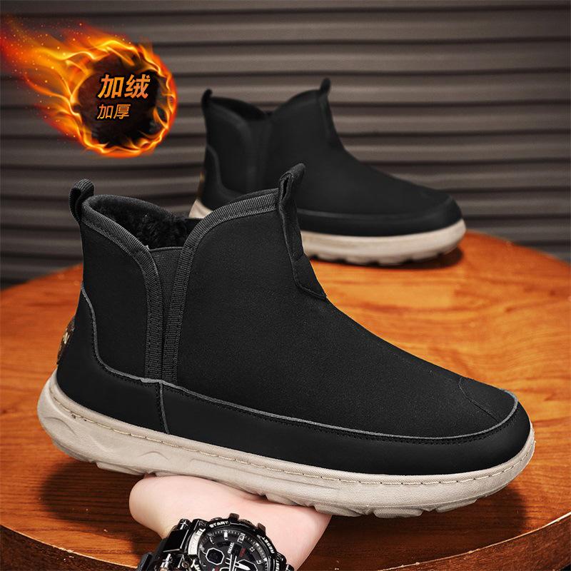 Snow boots winter velvet thickened warm cold-resistant fur integrated waterproof and non-slip large cotton shoes