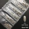 6-Grid Flat-Back Nail Art Rhinestone Set (1440pcs) - Mixed AB & Clear Glass Rhinestones Nail Decorations