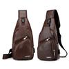 Men'S Usb Chest Bag Designer Men Messenger Crossbody Package Pu Leather Shoulder Bags Package Travel Chest Bag Bolso Hombre