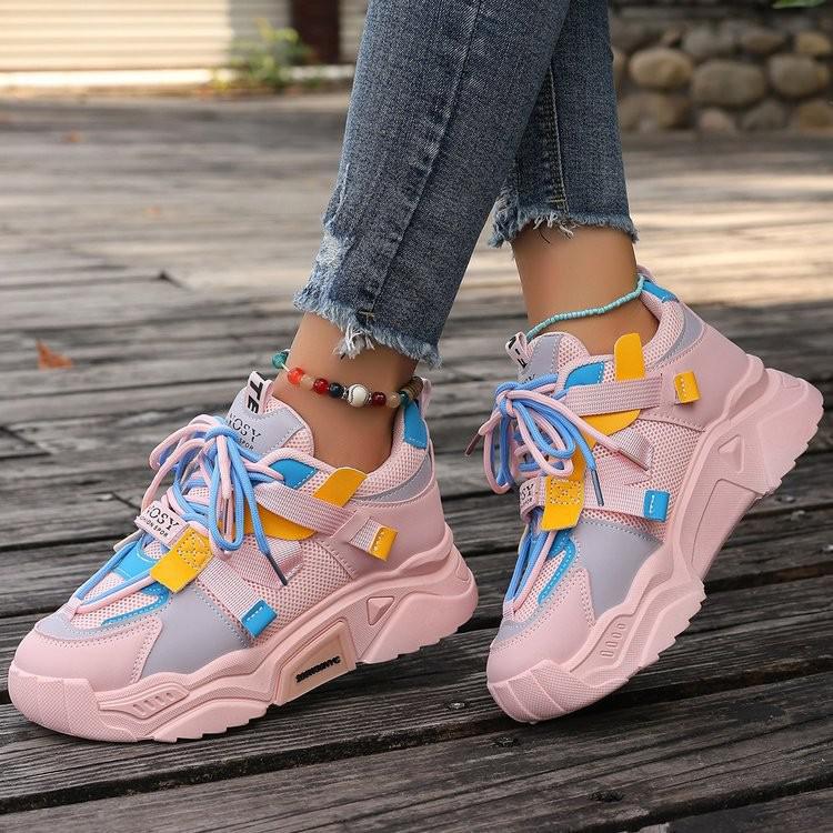 Fashion Orange Platform Sports Shoes Thick Sole Designer Chunky Sneakers Women Spring Vulcanize Shoes Luxury Walking Tennis Shoes Ladies
