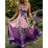 Summer New Plus Size Women's Elegant Sleeveless V-neck Print Long Dress Leisure