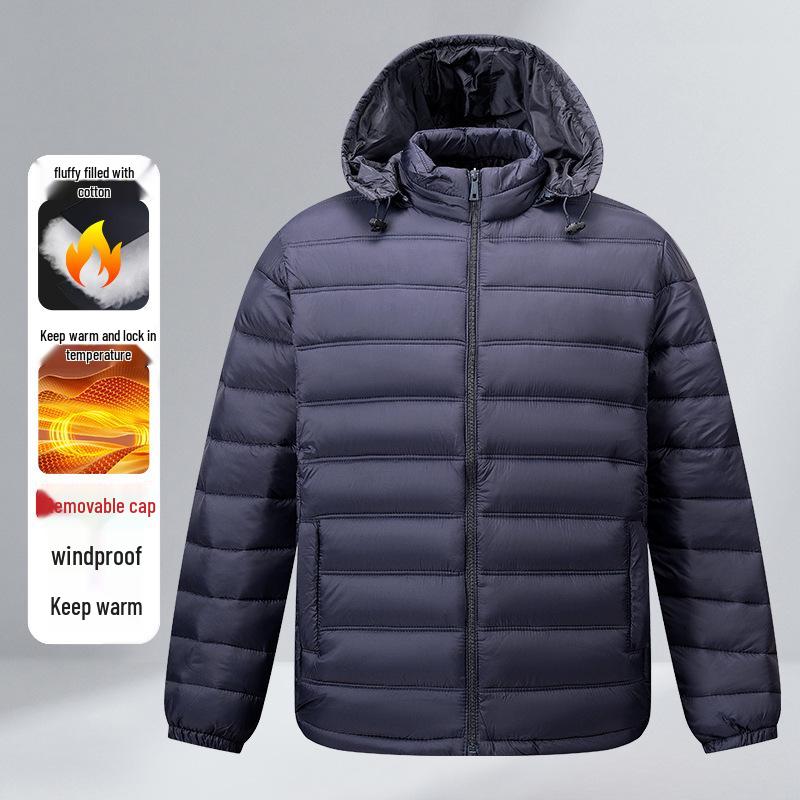 

Men s 2025 Winter Fluffy Cotton-Filled Jacket with Detachable Hood 3D Casual Design 3XL