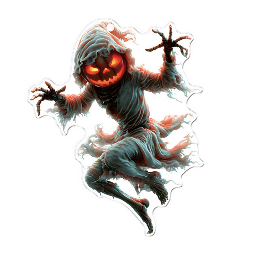 Auto Spiegel Aufhängung Zubehör Gruseliger Kürbismann 2D Acryl Rückspiegel Anhänger Flach Auto Innenraum Halloween Dekoration