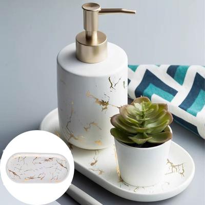 Texture Marbre Plateau Marbre Nordique Motif Doré Vernissé Forme Ovale Assiette Ovale en Céramique Design Luxueux Matériau Porcelaine